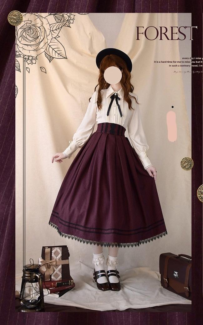 Griffin's Promise - Classic Lolita Skirt Striped Plaid Elegant SK - image 1