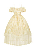 Butterfly Print Light Yellow Off-Shoulder Lolita OP Dress - image 1