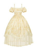 Butterfly Print Light Yellow Off-Shoulder Lolita OP Dress - image 1