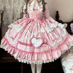 Plus Size Pink Old School Princess Lolita Cotton Dress - image 4