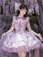 Chinese-Inspired Butterfly Lolita Dress Set with Headpiece and Wrist Cuffs - image 4