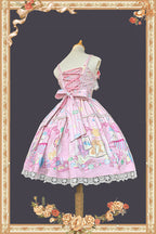 Macarons Dolly House - Square Collar Sleeveless Printed Bow Sweet Lolita JSK Dress - image 6
