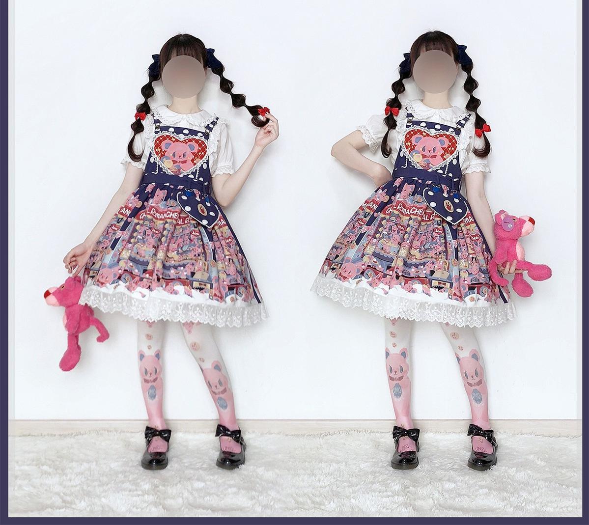 Sweetheart Doll Machine - Sweet Lolita Printed Salopette - image 9