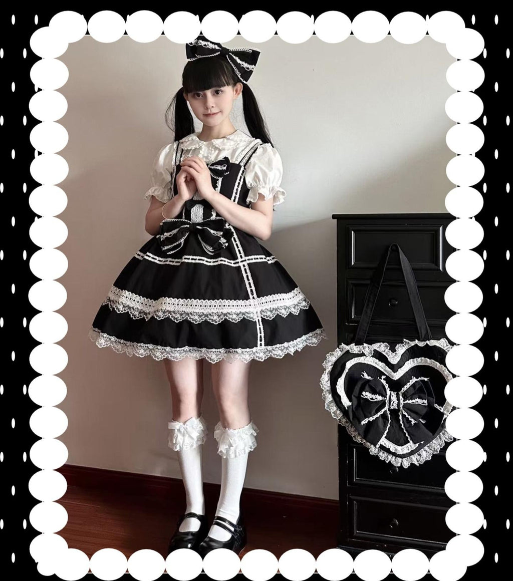 Old Heartache - Cotton Old School Lolita JSK Dress with Bows and Accessories - image 7