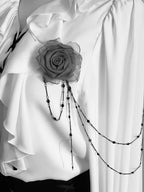 Ivory Cascading Ruffle Shirt with Gray Floral Chains - Shi Zhi Mao - image 3
