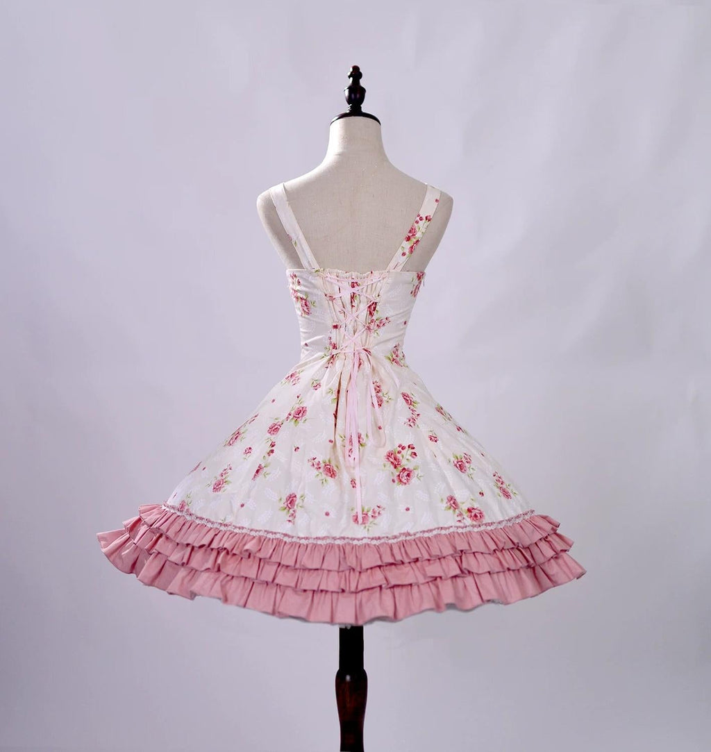 Rose Spring Romance - Cotton Old School Lolita JSK Dress, Floral Print - image 2