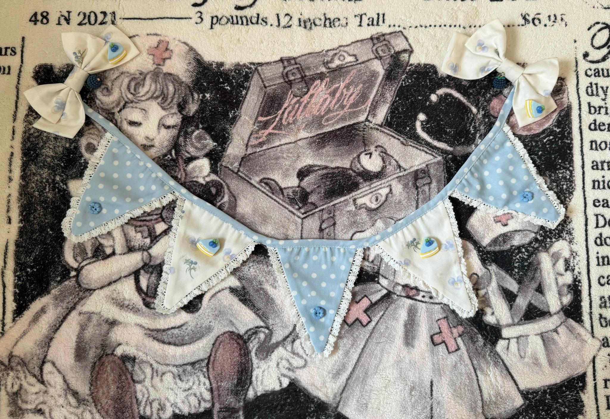 Blueberry Tart Party - Sweet Blue Lolita Salopette Dress Blueberry Tart Print JSK Dress and Accessories - image 25