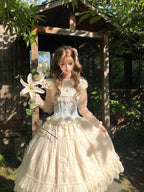 Sweet Lolita Blue and White Princess Top, Inner Shirt and Skirt Set - image 2
