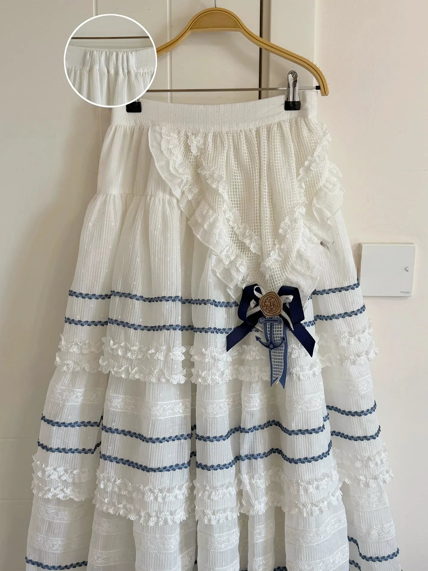 Antique Naval Bear - Striped Classic Lolita Sailor Collar OP, Bear Embroidery - image 9