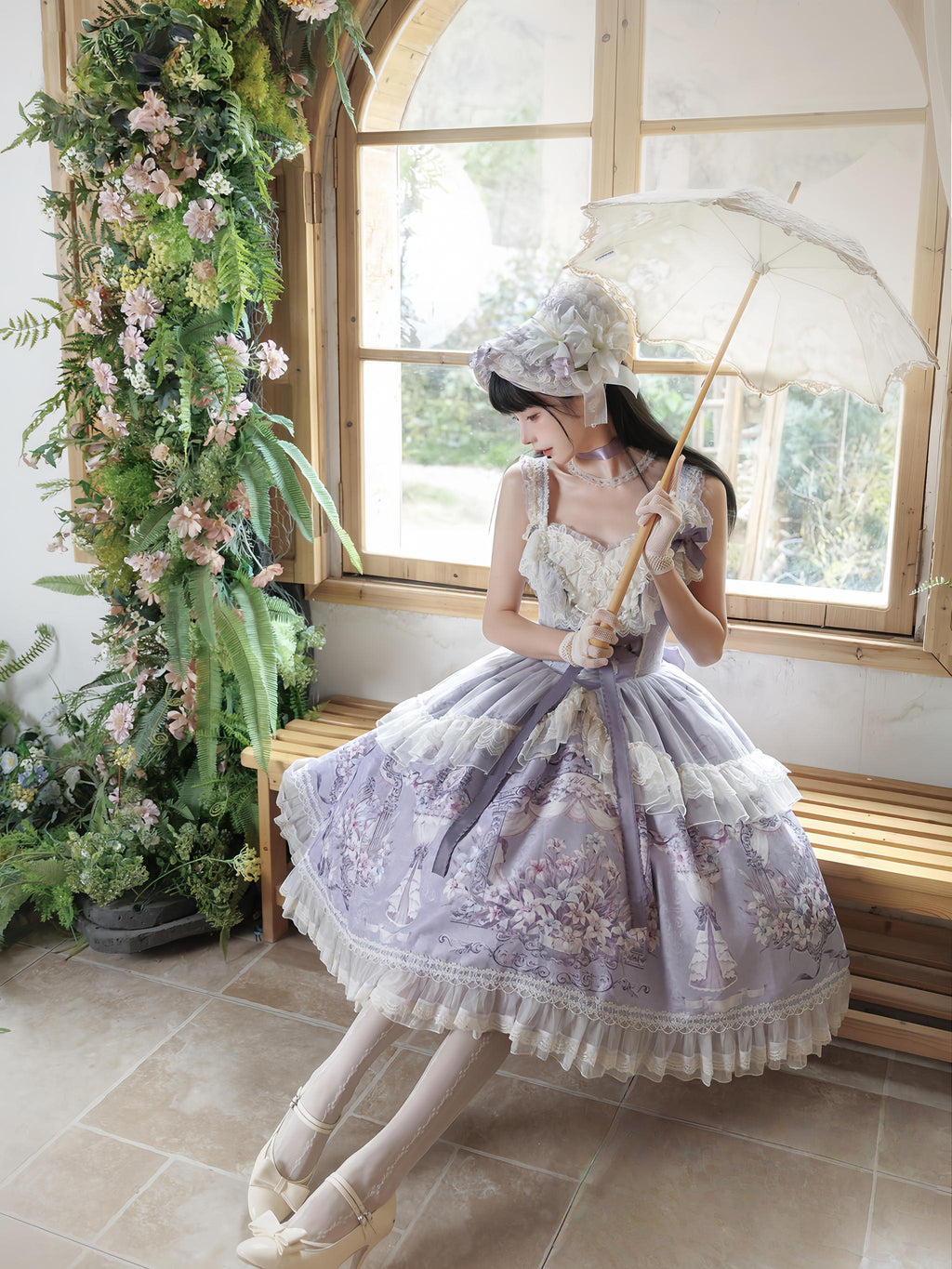 Lily Maiden - Classic Lolita JSK Dress, Lily Embroidery and Accessories - image 3