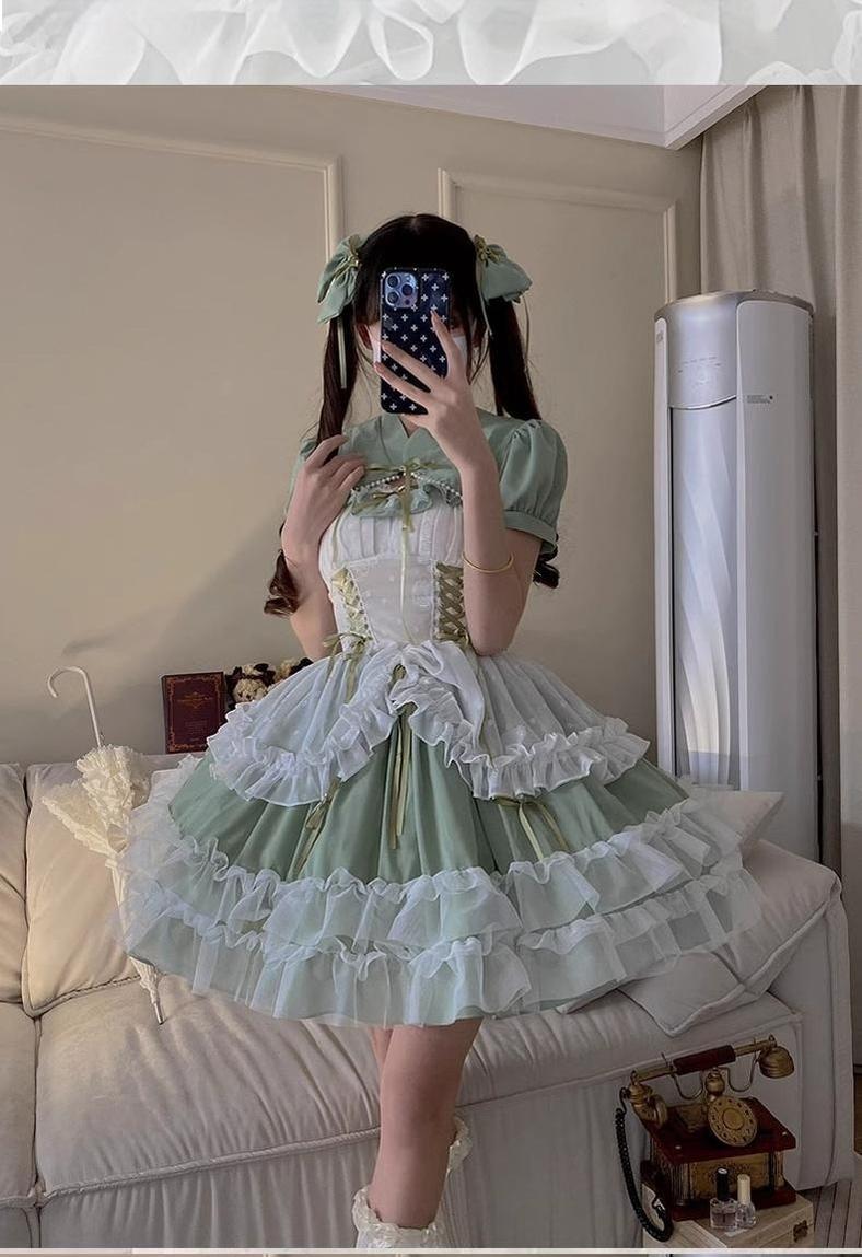 Toting Basil Plus Size Wedding Lolita Green Bridal JSK - image 23