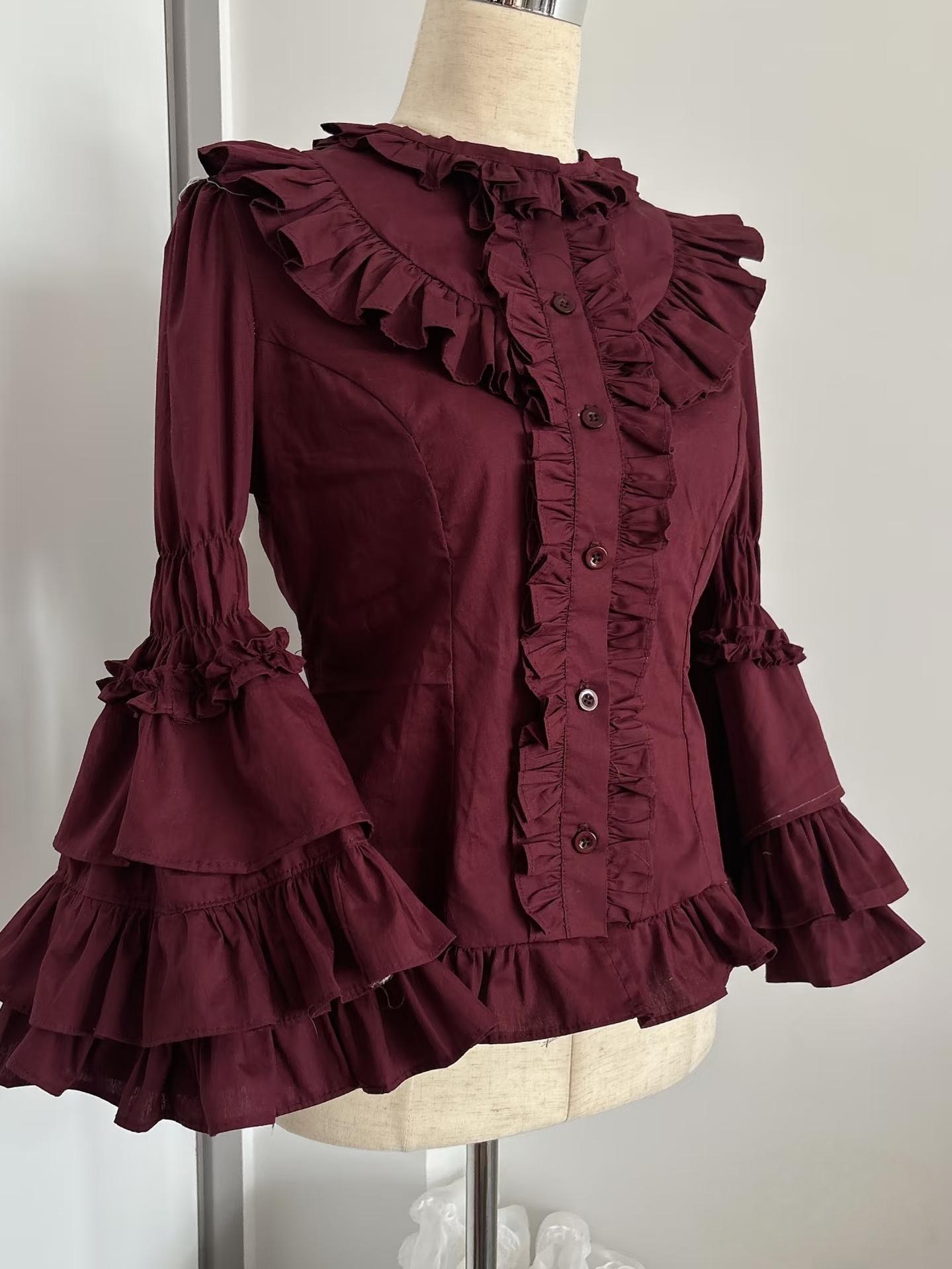 Burgundy Rose - Floral Printed Old School Lolita JSK, Elegant Cape and Accessories - image 24