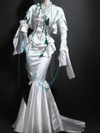 Echo of Deep Sea - Satin Ouji Lolita Trailing Blouse, Solid or Blood Stain Style - image 28