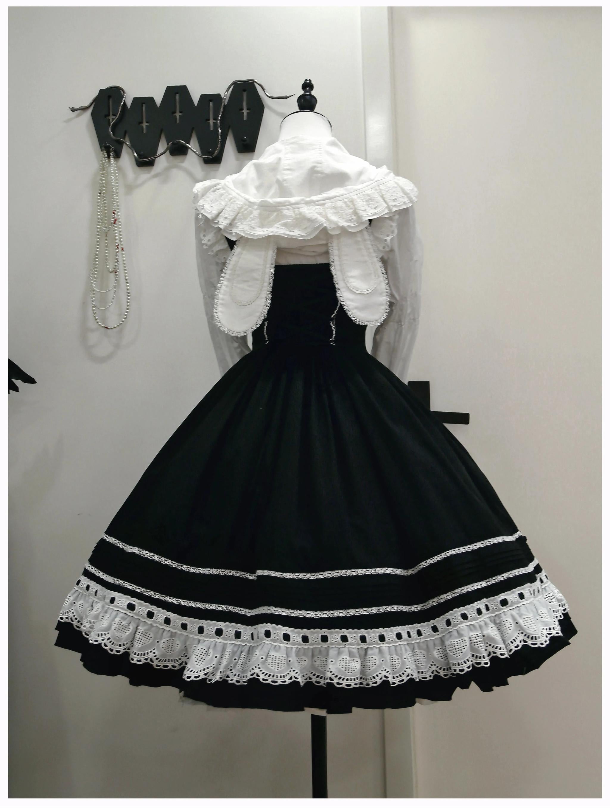 Little Bunny Bakery - Old School Lolita Cotton JSK Dress, Bunny-ear Heart Apron and Accessories - image 5