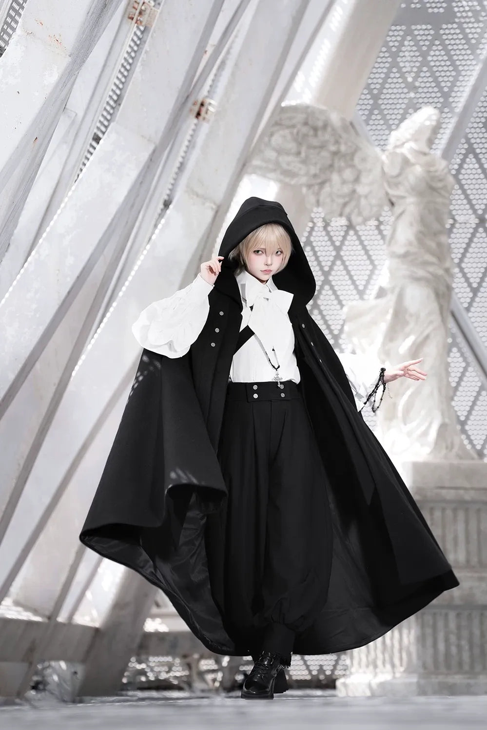 Codename 003 - Ouji Lolita Shirt and Pants Set, Hooded Cape - image 3