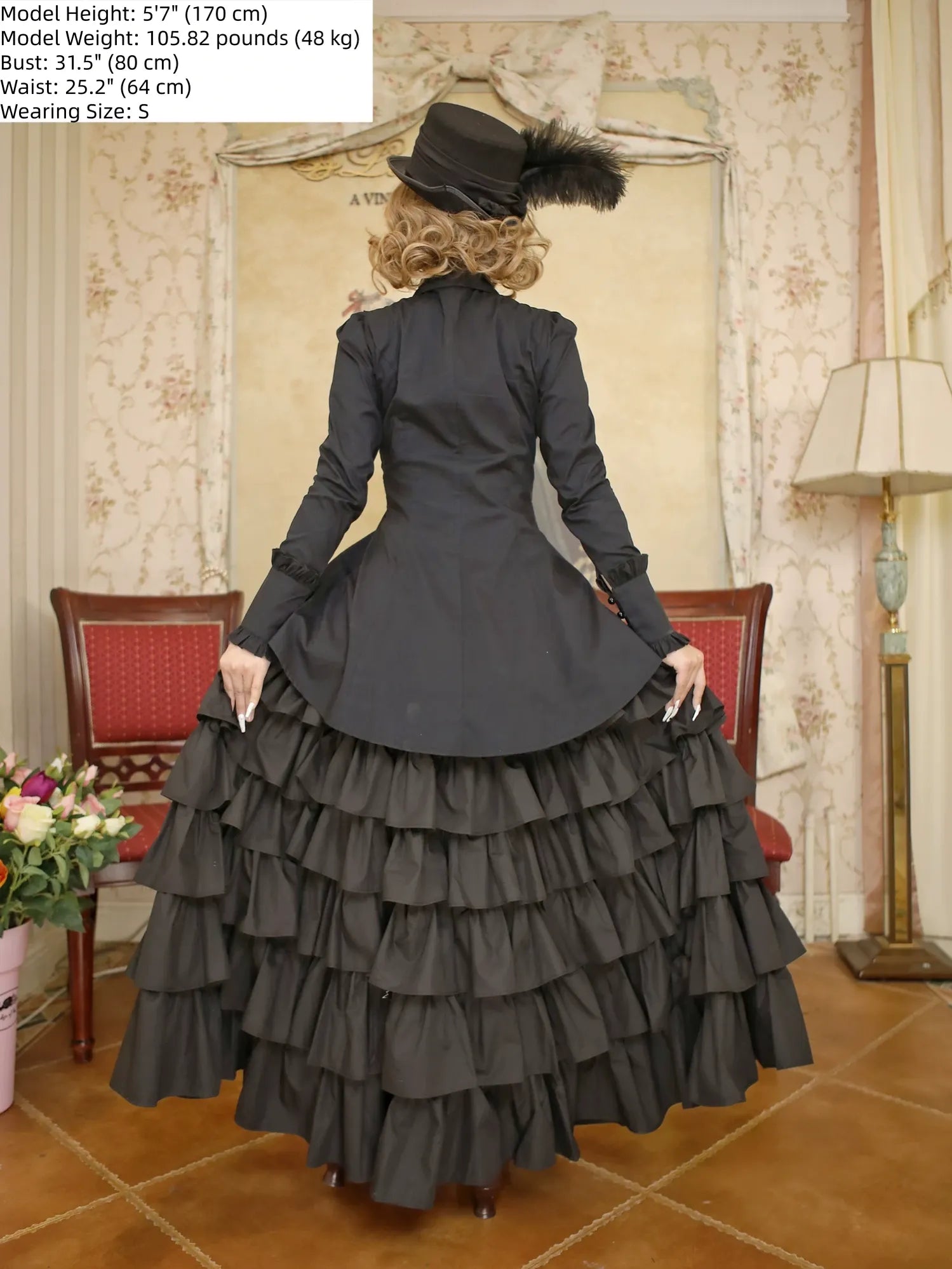 Gothic Tailed-Hem Blouse and Multi-Layer Lolita Skirt Set - image 9