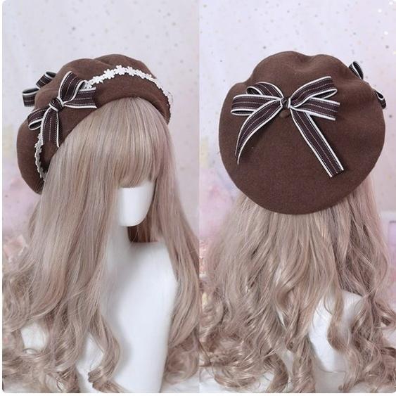 Xiaogui - Sweet and Lovely Daisy Bowknot Woolen Beret - image 13