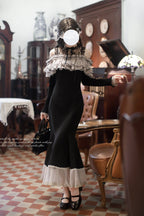 Night Cherry Blossoms Sweet Elegant Lolita Fishtail OP Dress in Black - image 1