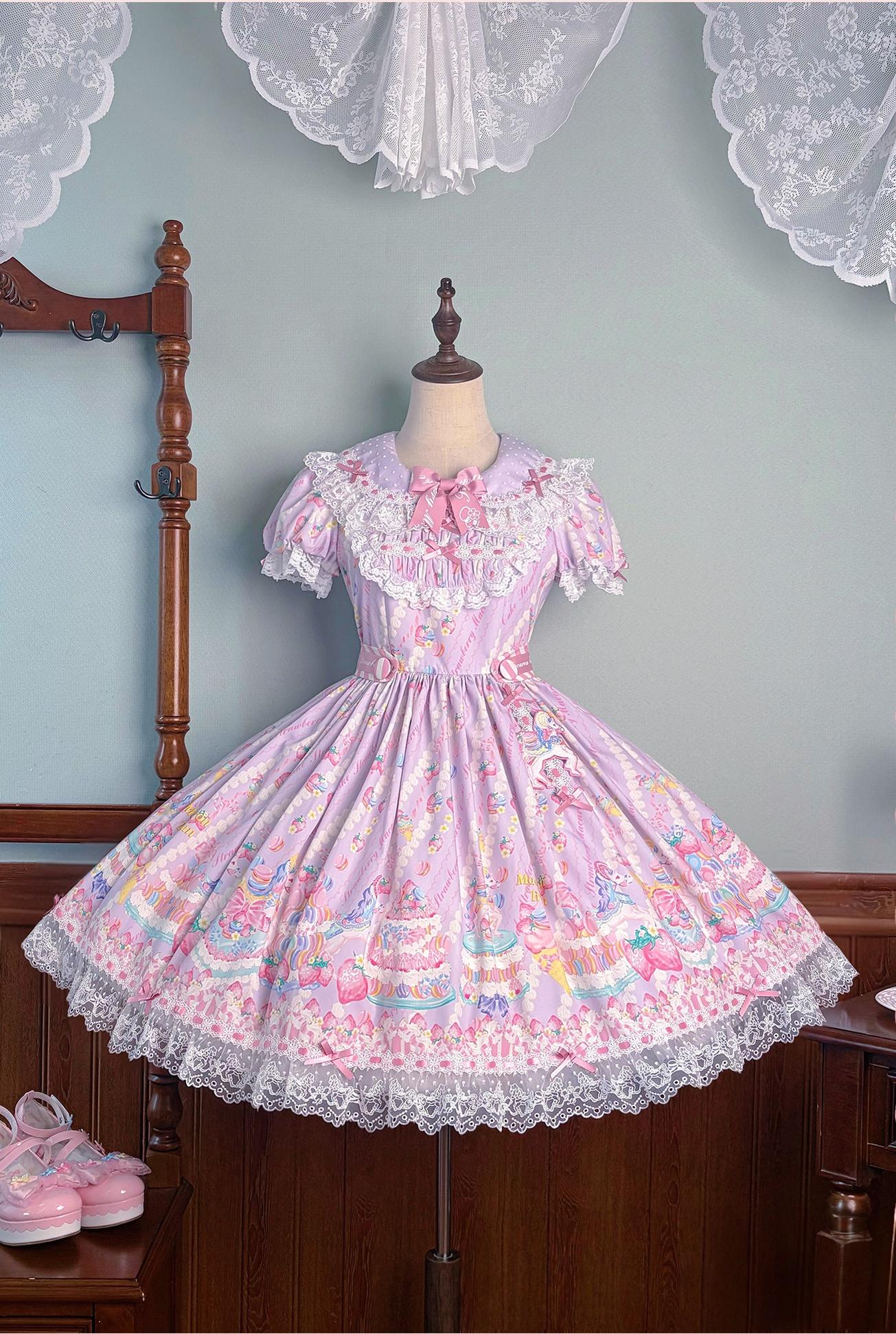Macaron - Printed Sweet Lolita OP Dress and Old School JSK - image 86