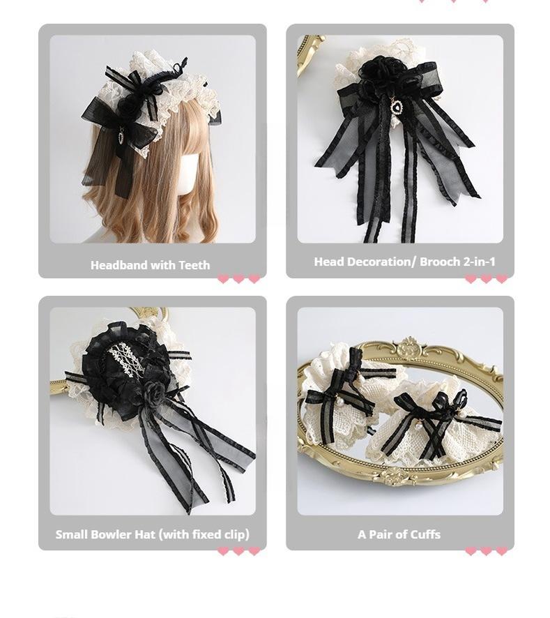 Maid Lolita Hairband Doll Lolita Cuffs and Top Hat - image 11