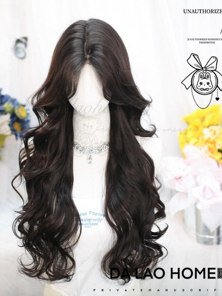 Flower Season - 70cm Long Curly Lolita Wig with Curtain Bangs - image 2