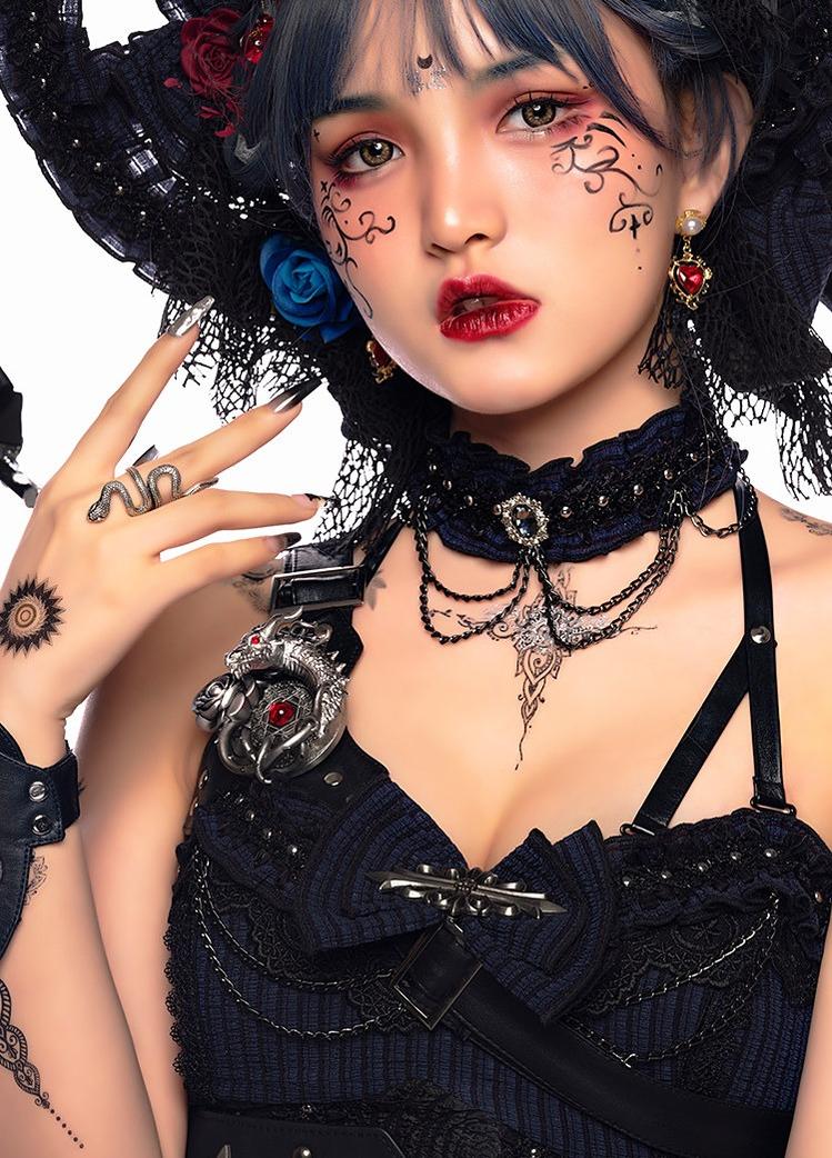 Ismailia - Gothic Lolita JSK Dress, Lace & Rose and Accessories - image 21