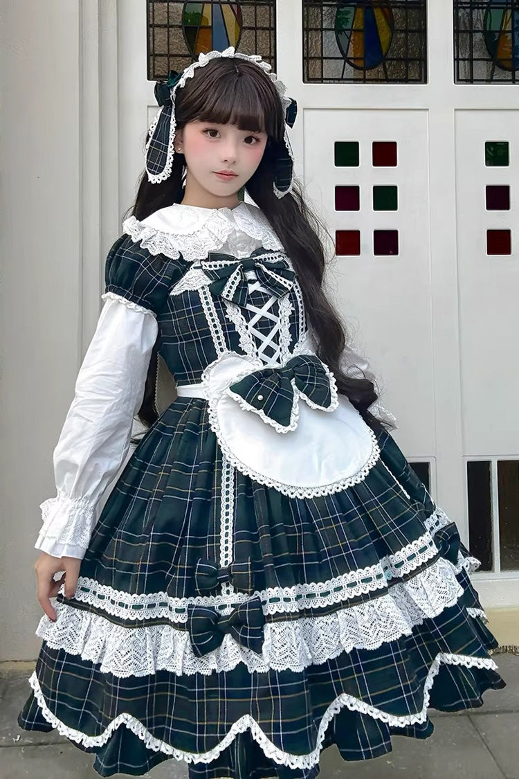Gingham Petal Bunny - Sweet Lolita OP Dress in Green - image 9