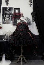 Cascading Poetry - Gothic Lolita JSK Dress, Lace & Tiered Hem - image 7