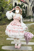 Pink Multi-Layered Sweet Plus Size Princess Lolita JSK Dress Set - image 3