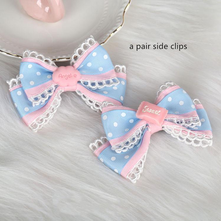 Pink and Blue Sweet Lolita Bow Headwear - image 19