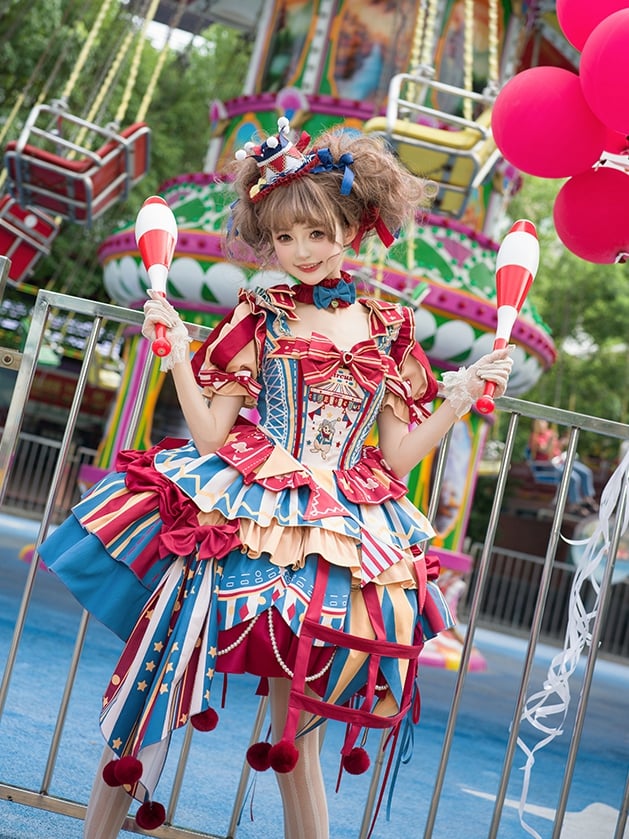 Bunny Circus Embroidery - Sweet Lolita JSK Dress and Detachable Puff Sleeves - image 10