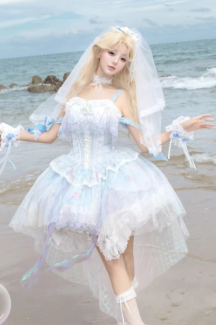 Mermaid's Tears - Ocean Wedding Sweet Lolita JSK Full Set - image 1
