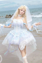 Mermaid's Tears - Ocean Wedding Sweet Lolita JSK Full Set - image 1