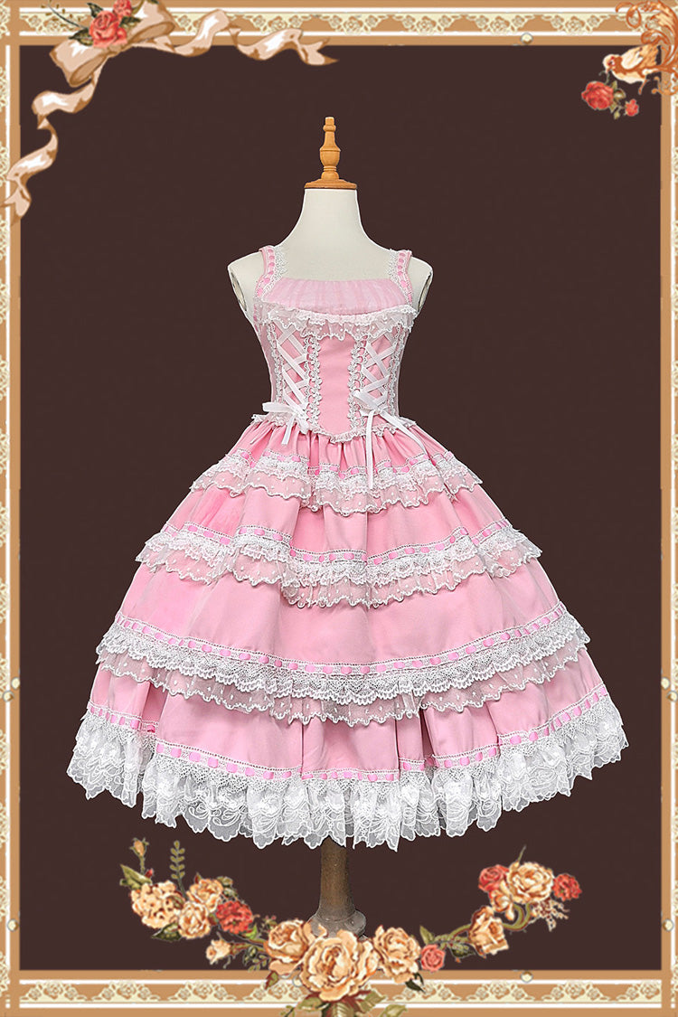 Doll in the Mirror - Square Collar Sleeveless Ruffled Lace-Up Sweet Lolita JSK Dress - image 1