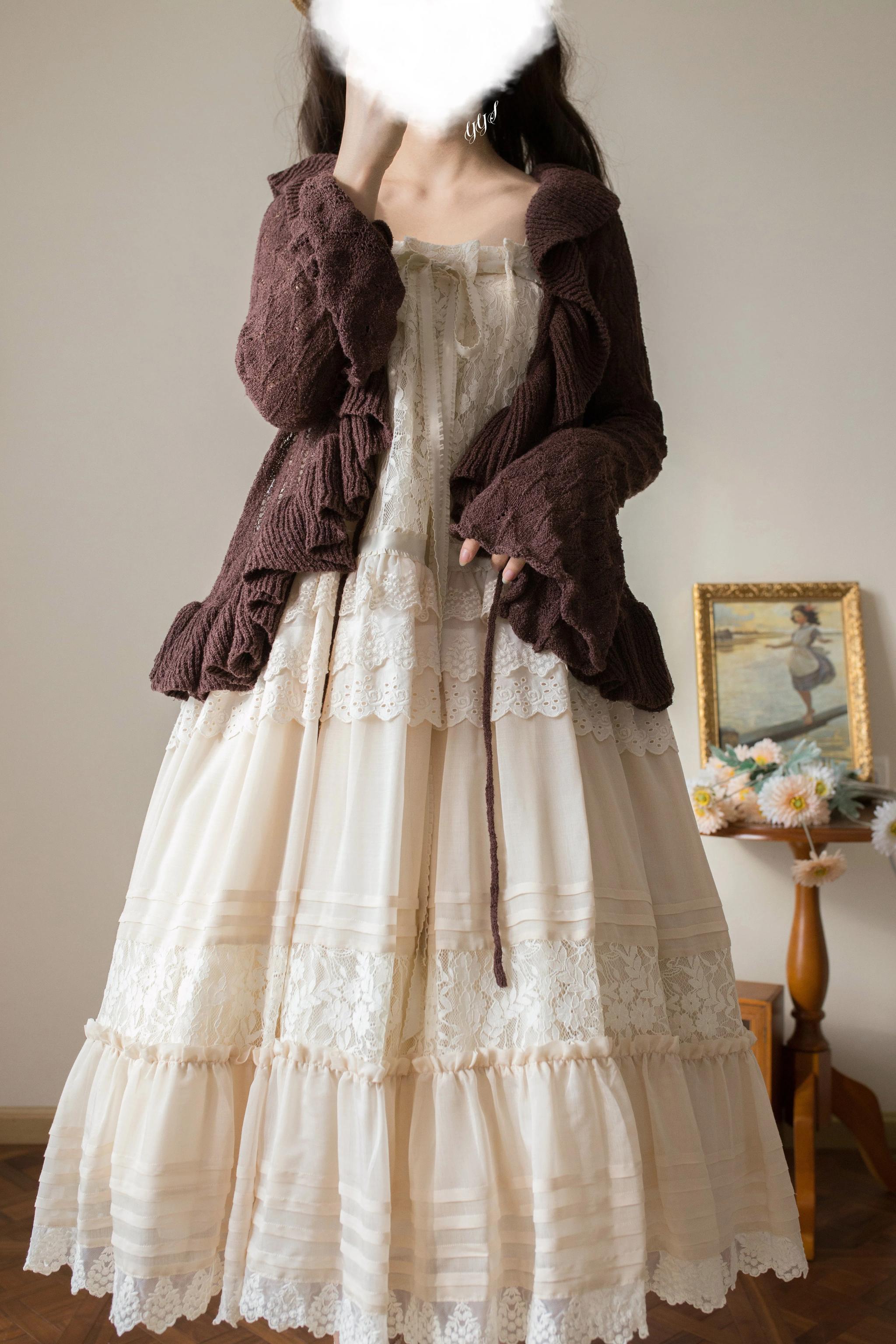 Sunset Bouquet - Elegant Lolita Cardigan, Flounce Hem - image 14