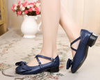 Bow and Low Heel Cross Band Lolita Leather Shoes - image 45