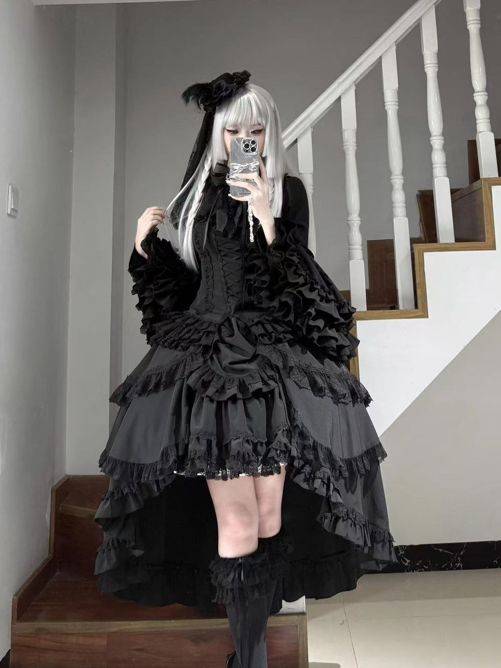 Immortal Bird Black Gothic Lolita Blouse SK Set - image 8