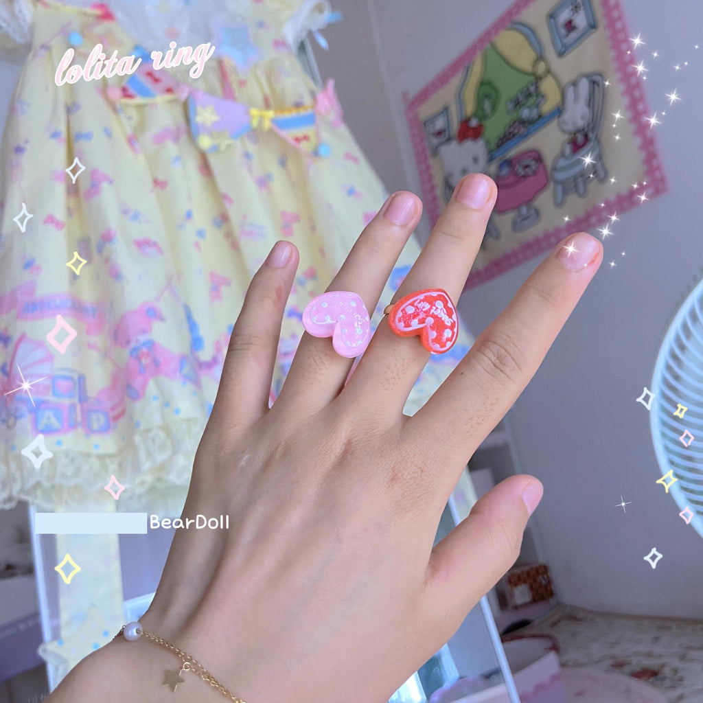 Kawaii Lolita Shell & Heart Adjustable Ring Collection - image 7