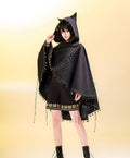 Black Cat - Black Ouji Lolita Cape with Cool Cat Ear Hood - image 2