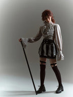 Crow Feather Ode - Ouji Lolita Cotton Linen Shirt and Clock Embroidery Vest Set - image 15