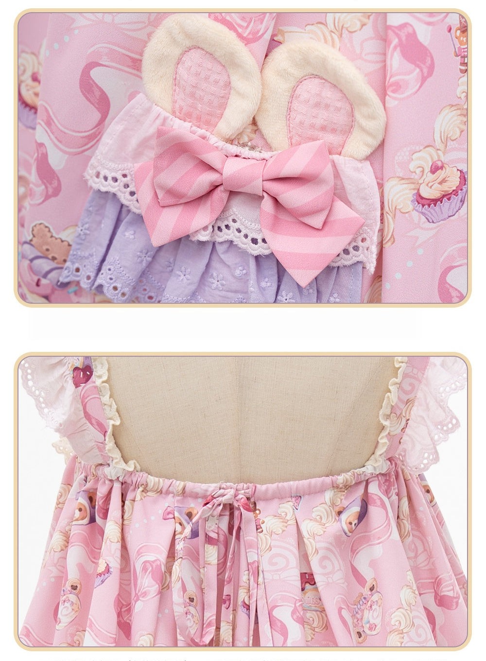 Bear Cake Sweet Lolita OP, JSK and Apron Dress Set - image 4