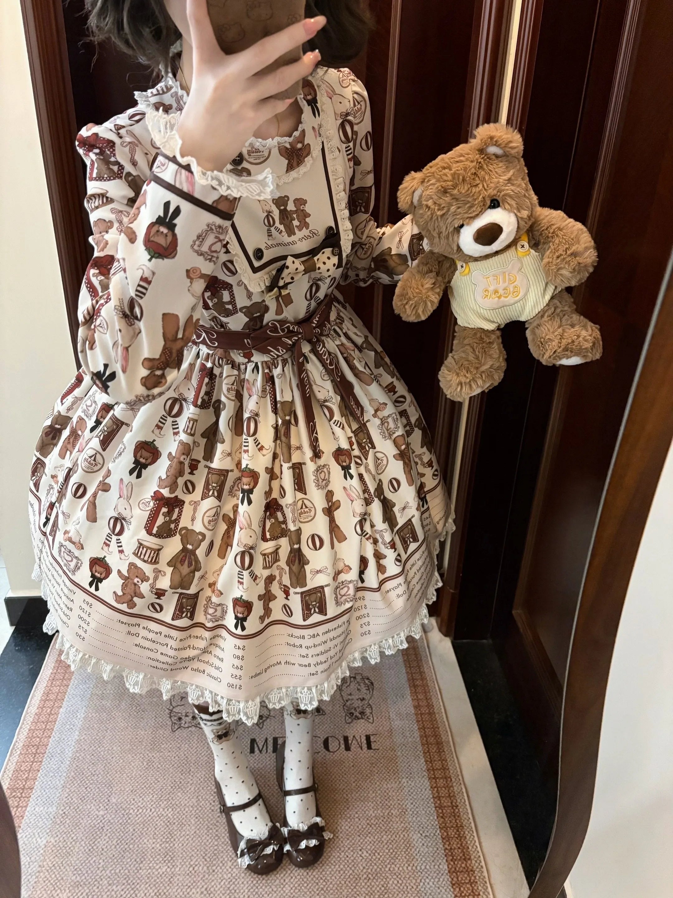 Teddy Bear Daily News Sweet Vintage Lolita Dress JSK and OP Series and Accessories - image 6