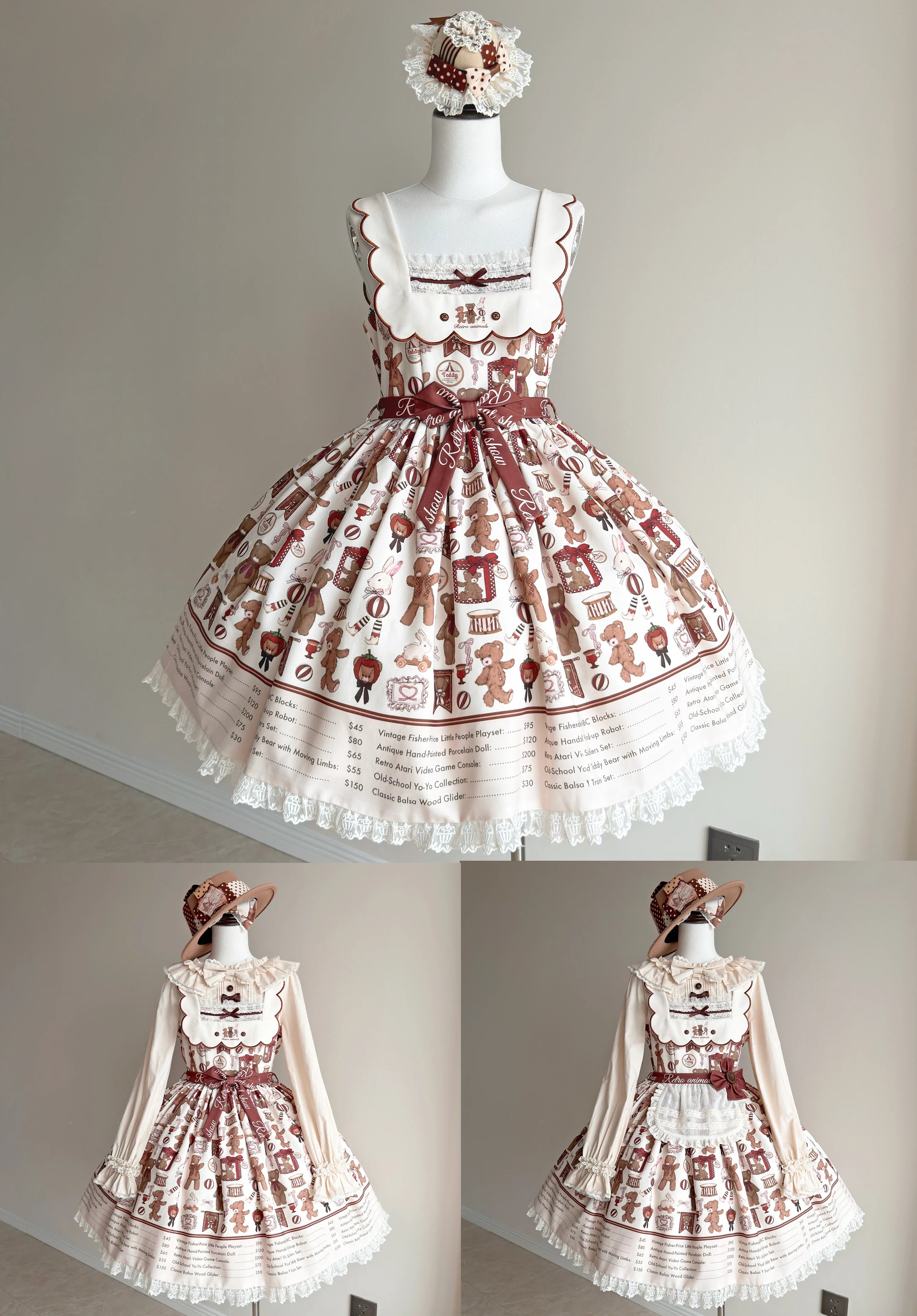 Teddy Bear Daily News Sweet Vintage Lolita Dress JSK and OP Series and Accessories - image 13