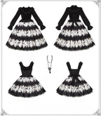 Dead Leaf Butterfly Gothic Lolita JSK and OP Dress Set - image 32