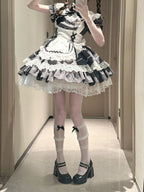 Gray Striped Lace OP Dress with Apron - image 5
