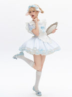 Old-School Maid OP with Striped Lace Sleeves - image 5