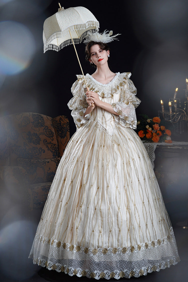 Champagne Palace Classic Victorian Lolita Puff-Sleeve Dress - image 4