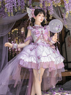 Chinese-Inspired Butterfly Lolita Dress Set with Headpiece and Wrist Cuffs - image 3