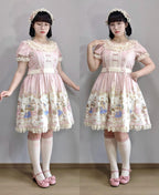Picnic Bunny - Cotton Daily Doll-like Lolita OP Dress, Bunny Print and Accessories - image 14