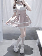 Shirohato Pink and White Ryousangata Dress Choker and Shorts Set - image 3